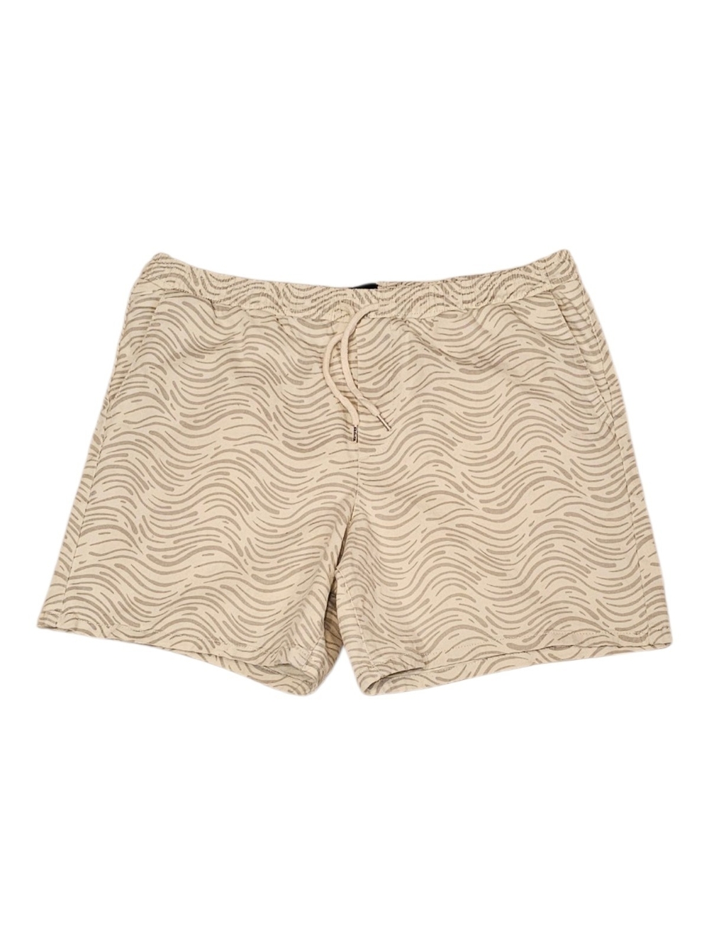 RSQ Pull On Shorts XL Cream Wave Print Drawstring Casual